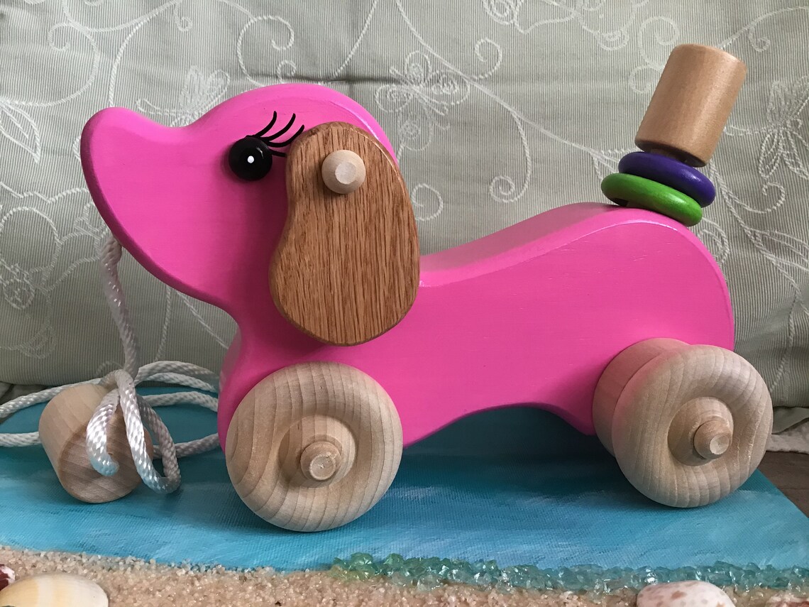 Wooden Puppy Dog PULL TOY Etsy