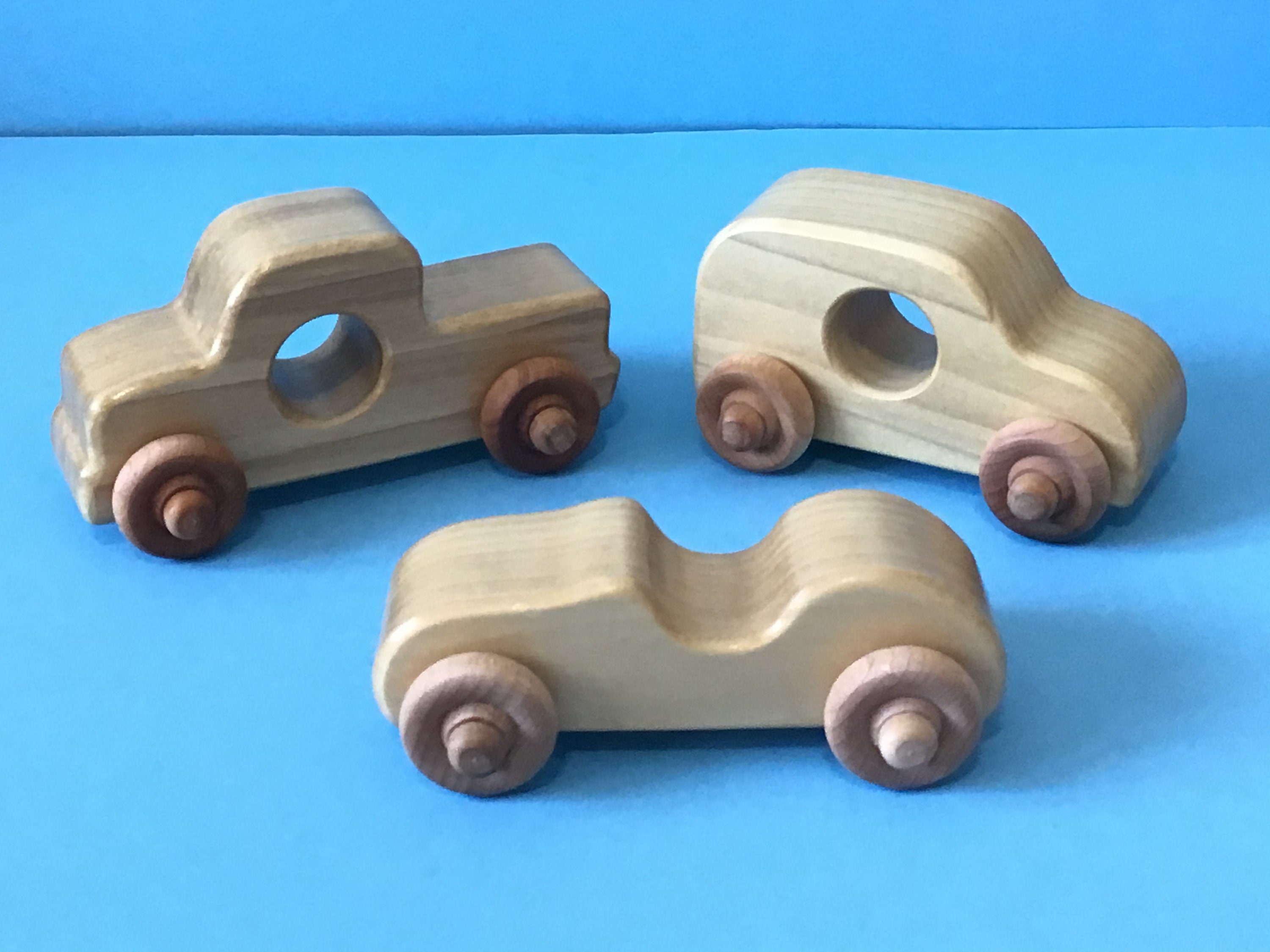 Wooden BABY Toy Cars Set of 3 Etsy