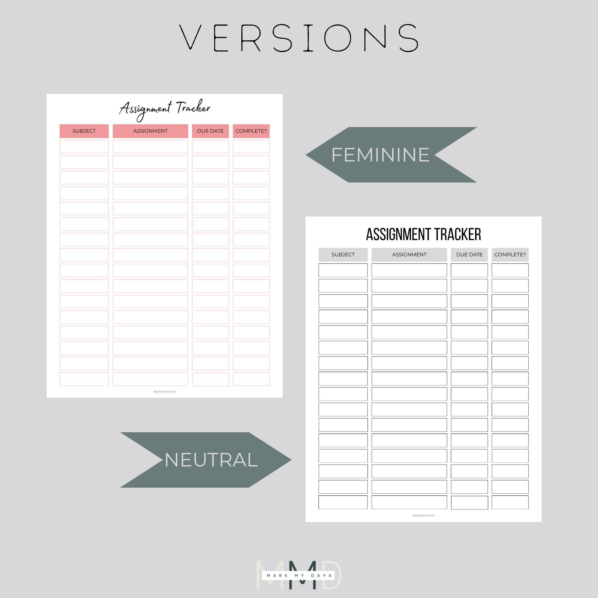 Student Assignment Tracker: Printable Fillable Planner (PDF) - Etsy
