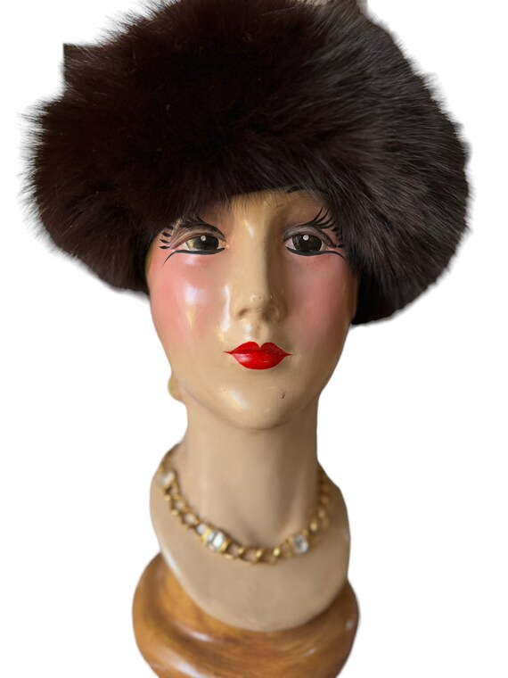 Amazing vintage fox fur hat red - image 1