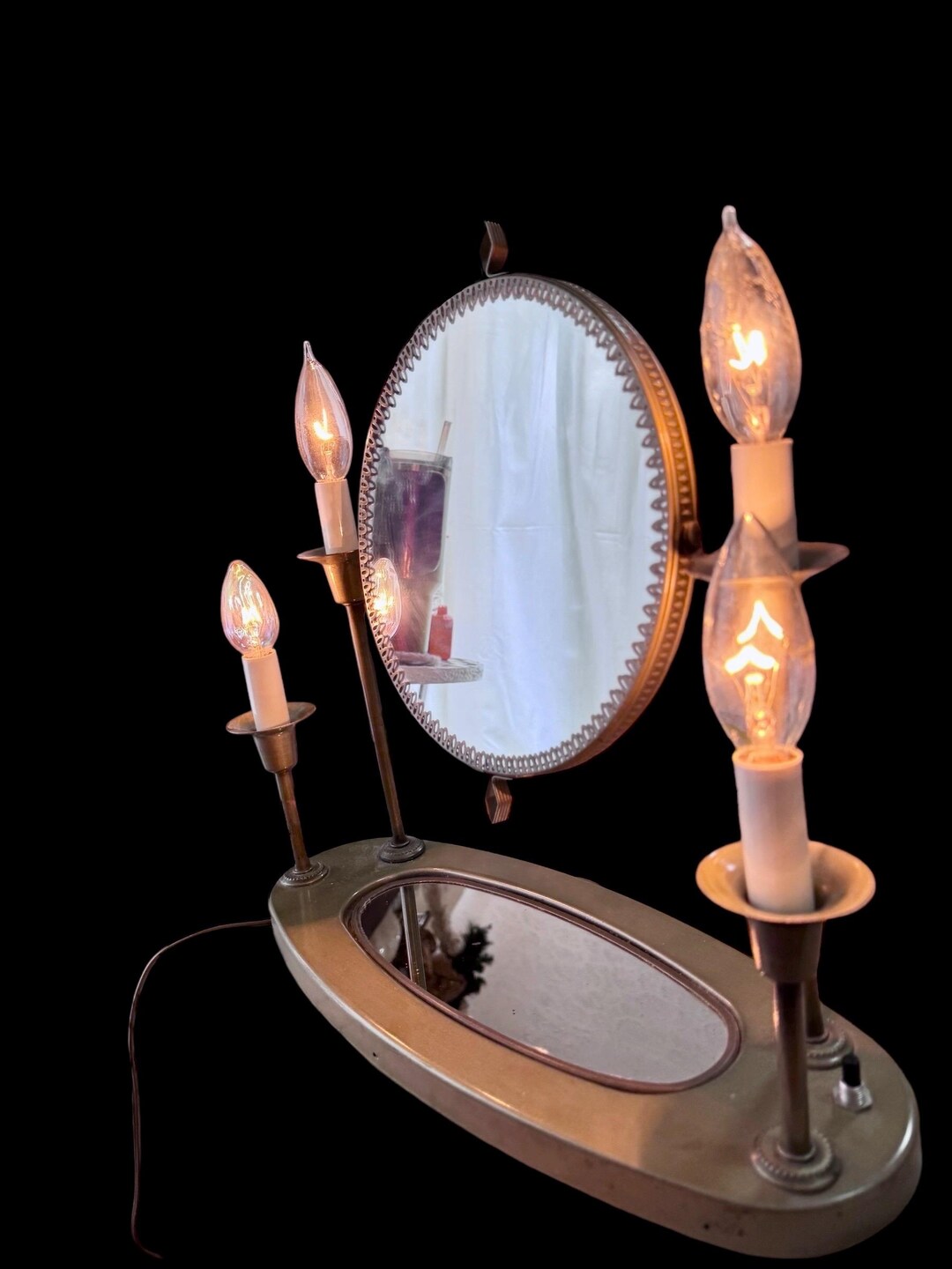 Vintage Gold Vanity Light up With Magnifying Mirror and 4 Lights - Etsy
