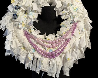 Gorgeous handmade Upcycled boho cottage shabby chic rag wreath