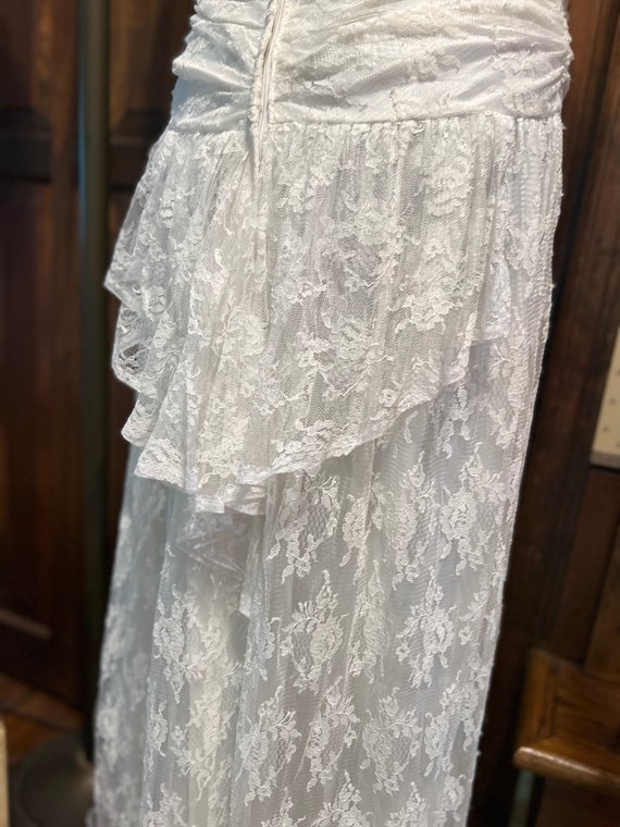 Shabby chic white lace vintage wedding dress crui… - image 9