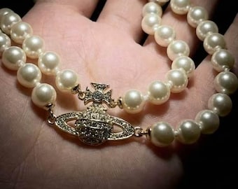 Silver Vivienne Westwood Lucrece Pearl Pin Necklace - Etsy UK