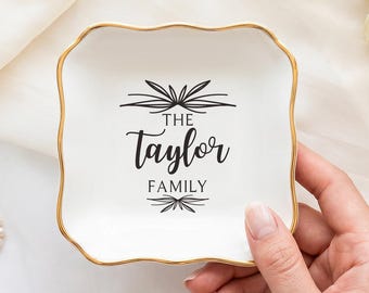 Personalized Family Ring Dish With Custom Last Name, Family Name Jewelry Tray, Housewarming Gift, Wedding Keepsake Gift