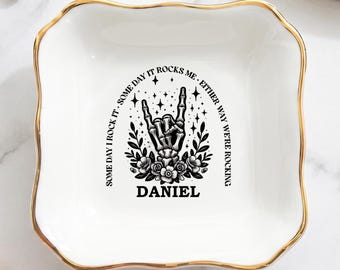 Personalized Halloween Trinket Dish, Custom Name Skeleton Hand Jewelry Tray, Spooky Goth Ring Dish, Halloween Gift for Her