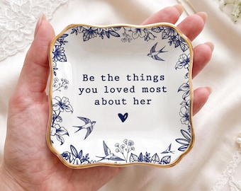 Plato para anillos de condolencia personalizado, regalo conmemorativo por la pérdida de una madre, recuerdo de duelo, plato para joyas de recuerdo, regalo en memoria de un ser querido