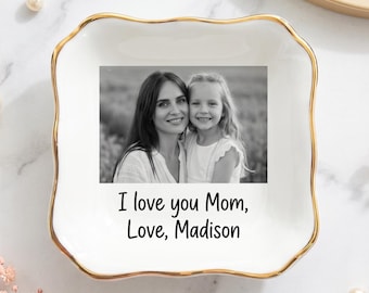 Personalized Mom Photo Ring Dish, Custom Picture Jewelry Dish, Mother’s Day Gift, Gift for Mom from Daughter, Keepsake Tray
