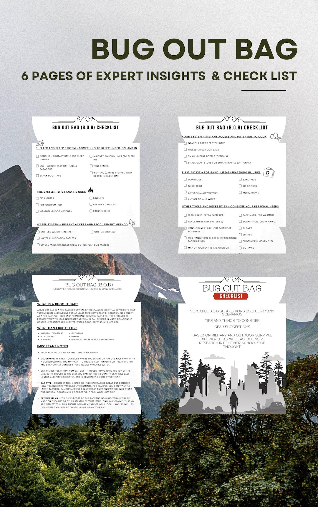 Bug Out Bag - Survival Bag - Checklist & Insights - Etsy