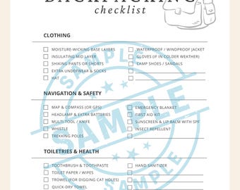 Backpacking Checklist Sheet