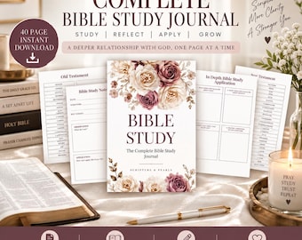 40-Page Bible Study Journal | Christian Scripture Planner (Digital Download)