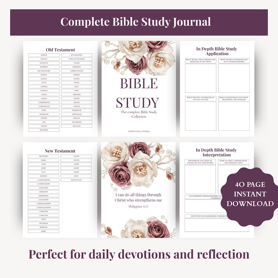 Biblestudy Printable Journal | Christian Planner Pages | Scripture ...
