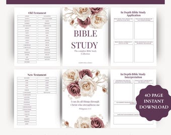 BibleStudy printable Journal | Christian Planner Pages | Scripture Guide | Digital Download PDF | Faith Template"