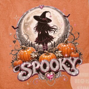 Spooky PNG, Halloween PNG, Witch in Pumpkin Patch Shirt Design, Gothic, Digital Download HALL28