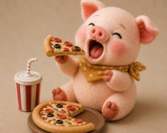 Needle Felt Pig Figurines, Wool Piglet Miniatures, Whimsical Shelf Decor