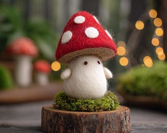 Filz Pilz Elfe - Wolle Fliegenpilz Fee, Wald Wald Dekor, Winter Geschenk für Naturliebhaber