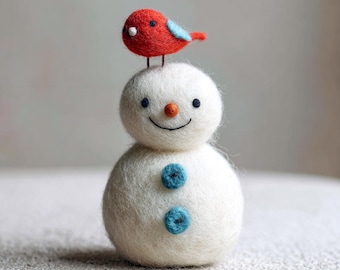 Figurka zimowego bałwana, dekoracja z filcu wełnianego, prezent walentynkowy