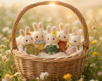 Needle Felt Bunny Figurine, Handmade Wool Rabbit, Cottagecore Shelf Decor