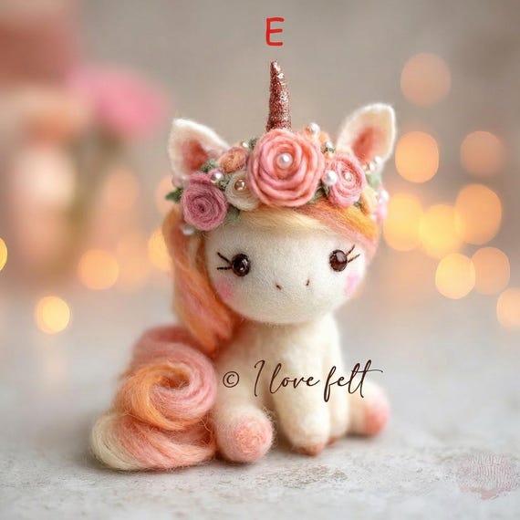Needle Felt Unicorn Figurine, Handmade Wool Fantasy Decor, Shelf Decor