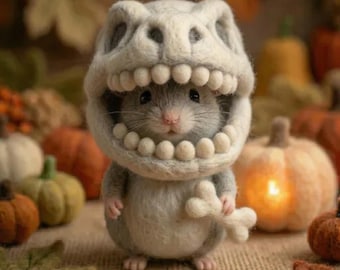Needle Felt Costume Mouse Figurines, Handmade Wool Mice, Whimsical Shelf Decor