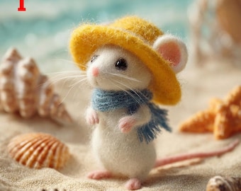 Needle Felt Mouse Figurines, Handmade Wool Costume Mice, Whimsical Shelf Decor