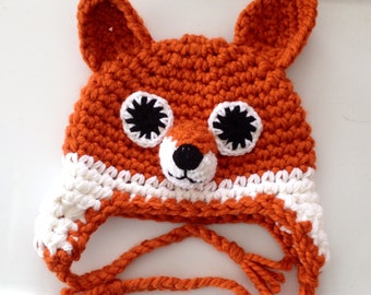 Crochet Pattern Instant Download Foxy Earflap Hat All Sizes Child Junior Women Men Unisex