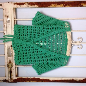 Artfully Aquamarine Crochet Sweater Pattern Instant Download Ballet Tie Sweater Women or Teens XS-XXL Cardigan Bolero weddings