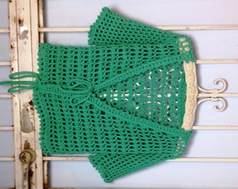 Artfully Aquamarine Crochet Sweater Pattern Instant Download Ballet Tie Sweater Women or Teens XS-XXL Cardigan Bolero weddings