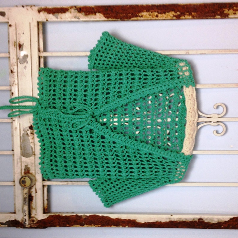 Artfully Aquamarine Crochet Sweater Pattern Instant Download Ballet Tie Sweater Women or Teens XS-XXL Cardigan Bolero weddings image 1