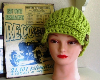 Häkelanleitung Instant Download Sweetpea Newsboy Hut mit Krempe Frauen Jugendliche Mädchen Mütze Beanie