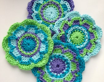 Karmic Coaster and Potholder or Applique Pattern Crochet Instant Download