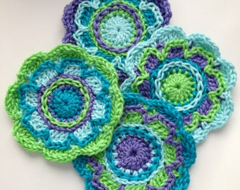 Karmic Coaster and Potholder or Applique Pattern Crochet Instant Download