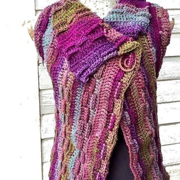 Aimlessly Asymmetrical Sweater Vest Crochet Pattern PDF Instant Download Sizes XS- 3X Item PP-641016 Women or Teens