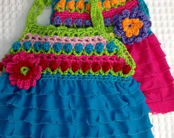 Flower Power Crochet PDF pattern instant download Baby Dress clothes Girls Toddlers Sizes Newborn- 5T