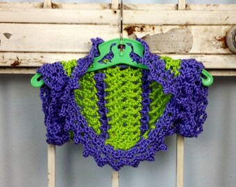 Crochet Pattern Trellis and Grape Baby Girl's Shrug Toddlers Sizes Newborn- Girls 12/13 Sizes