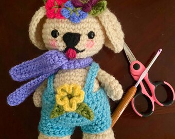 Dakota the Dog Amigurumi Pattern Plushie Backpack Buddy