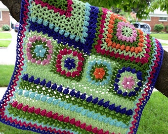 Crochet Pattern Playtime Sampler Baby Blanket Coverlet Car Blanket Téléchargement instantané