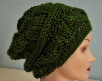 Men's or Women's Cable and Basket Crochet Hat Pattern Instant Download Cap Beanie Slouchy Unisex