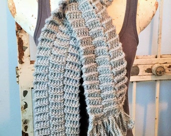 Glibly Gray Keyhole Scarf PP123 Wrap Neck Warmer Crochet Pattern PDF Instant Download Women or Teens
