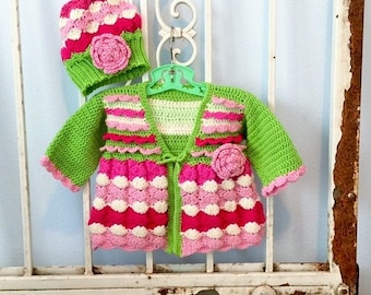 Sweetheart Valentine Baby Sweater Pattern Baby Girls Toddlers Size 0- 24 months