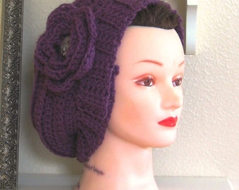 Crochet Pattern Instant Download Mulberry Slouchy Flower Hat Women Teens Girls Cap Beanie