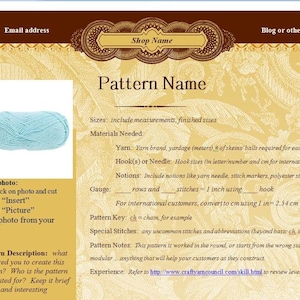 Create your own Pattern Crochet or Knitting Pattern Writing Template Graphic Design MS Word Classic