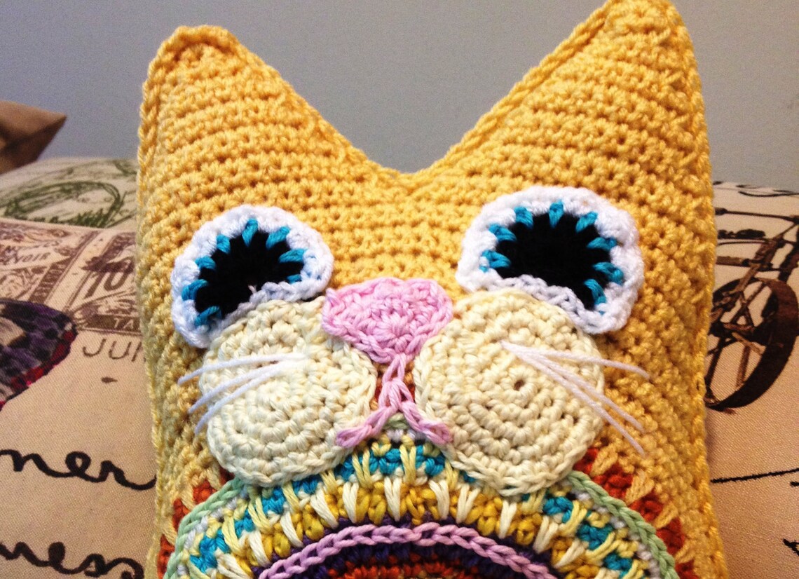 Fat Cat Pillow PDF Crochet Pattern Instant Download Toy Babies Etsy