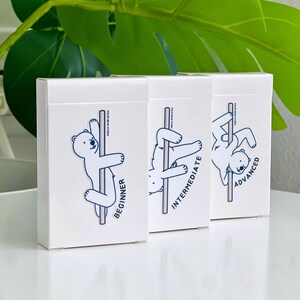 Three white boxes with illustrations of a polar bear on a pole. Each box has a different pose and the words "Beginner", "Intermediate", and "Advanced". The boxes are labeled "Polar Bear Studio".