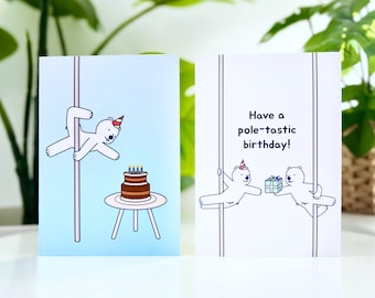 Birthday Card for Pole Dancers • Hand Illustrated Polar Bear Art
