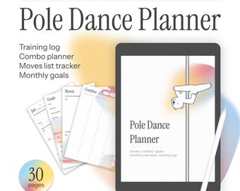 Pole Dance Digitaler Planer: Move Tracker, Combos, Ziele (Download für GoodNotes und iPad)