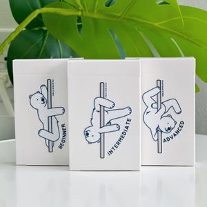 Three white boxes with illustrations of a polar bear on a pole. Each box has a different pose and the words "Beginner", "Intermediate", and "Advanced". The boxes are labeled "Polar Bear Studio".