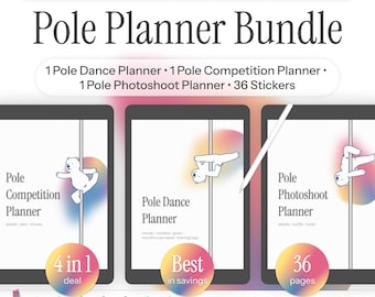 Digitale plannerbundel paaldansen • Training, competitie, fotoshoot (GoodNotes-pdf met stickers)