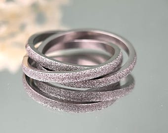 Silver Interlocking Rolling Ring – Minimalist Spinner Ring, Gift for Her.