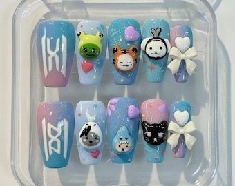MONSTA X Press On Nails: K-Pop 3D Kawaii Character Nail Set